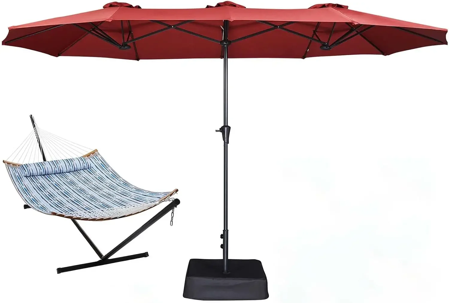 Hammock with Stand and 13FT Outdoor Patio Umbrella with Base Included
