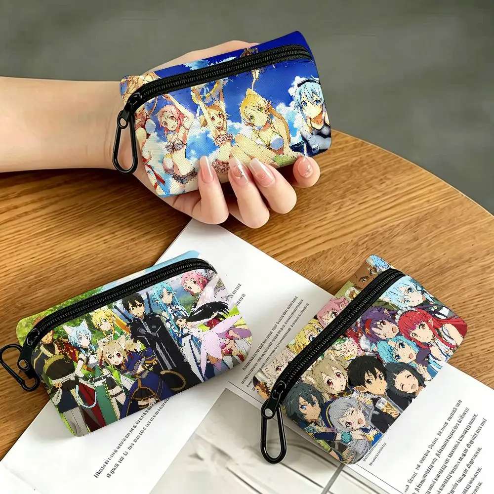 Billetera Oxford con diseño de la novela de Sword Art Online (SAO), con mosquetón desmontable, bolsa de almacenamiento compacta para llevar de compras al aire libre.