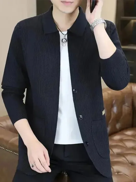 Men's Casual Knitted Sweater Pure Color Faion Outerwear Autumn New Sle Comfortable Fit Long Sve Cardigan Easy Care