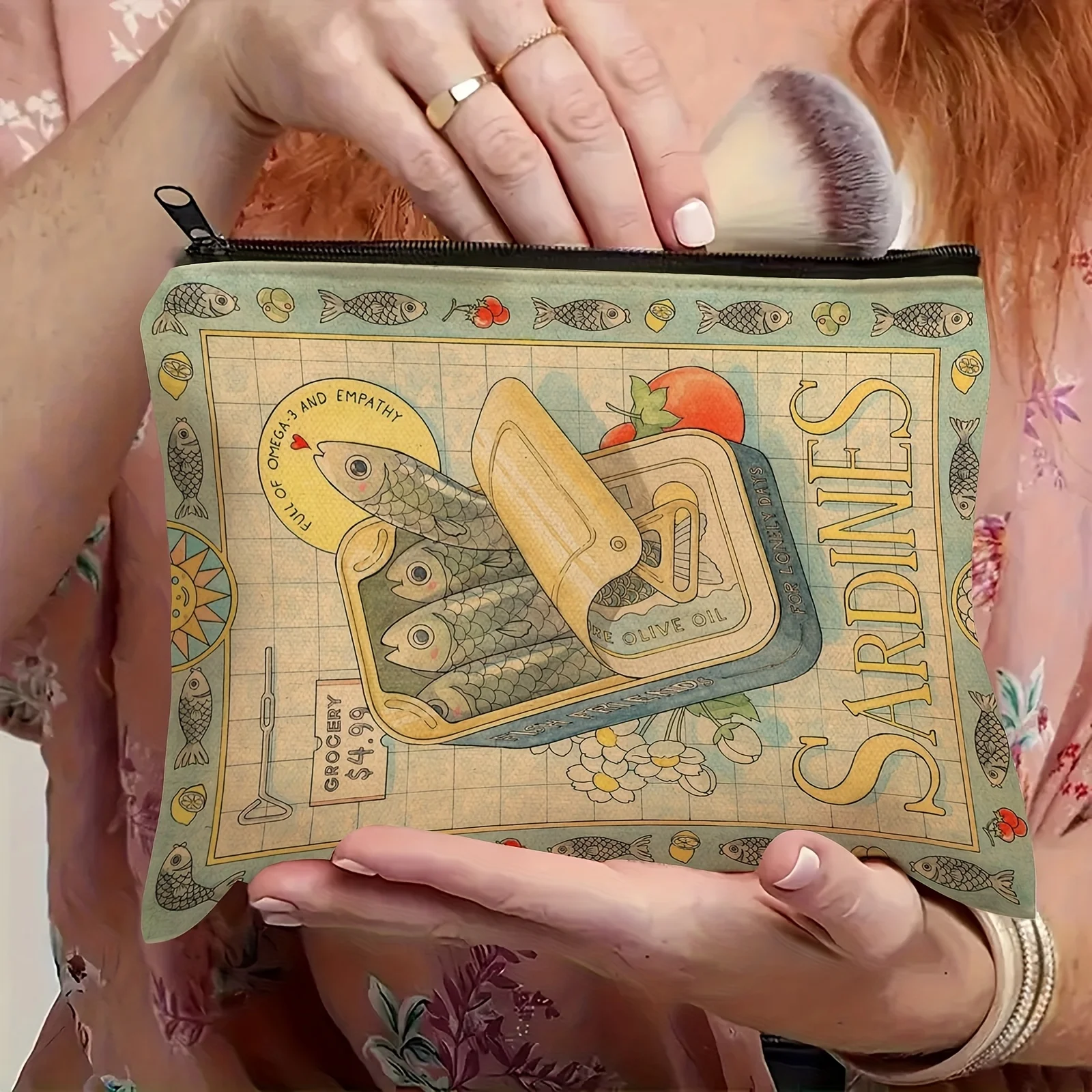 A Retro Sardine Can Makeup Bag - Cute Multifunctional Zipper Pouch for Women, Jewelry Storage Bag