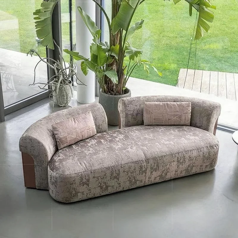#Italian light luxury fabric sofa living room home villa relief printing designer combination frame L-shaped sofa