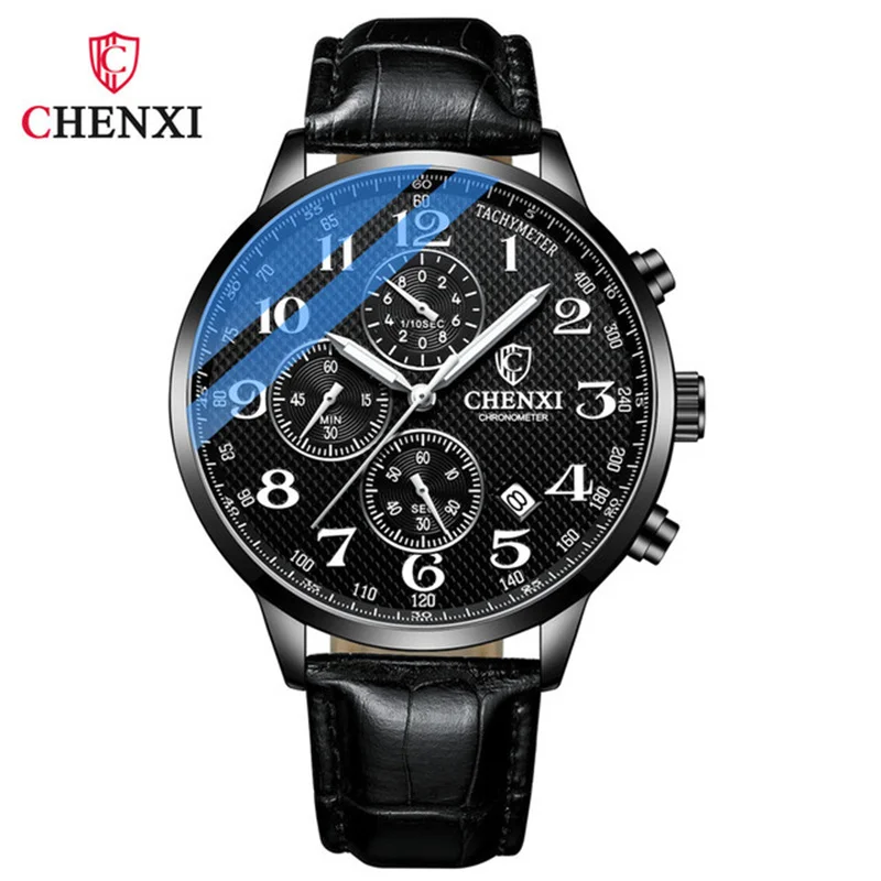 CHENXI 947 Man WristWatch Business Chronograph Men Watch Genuine Leather Sport Male Clock