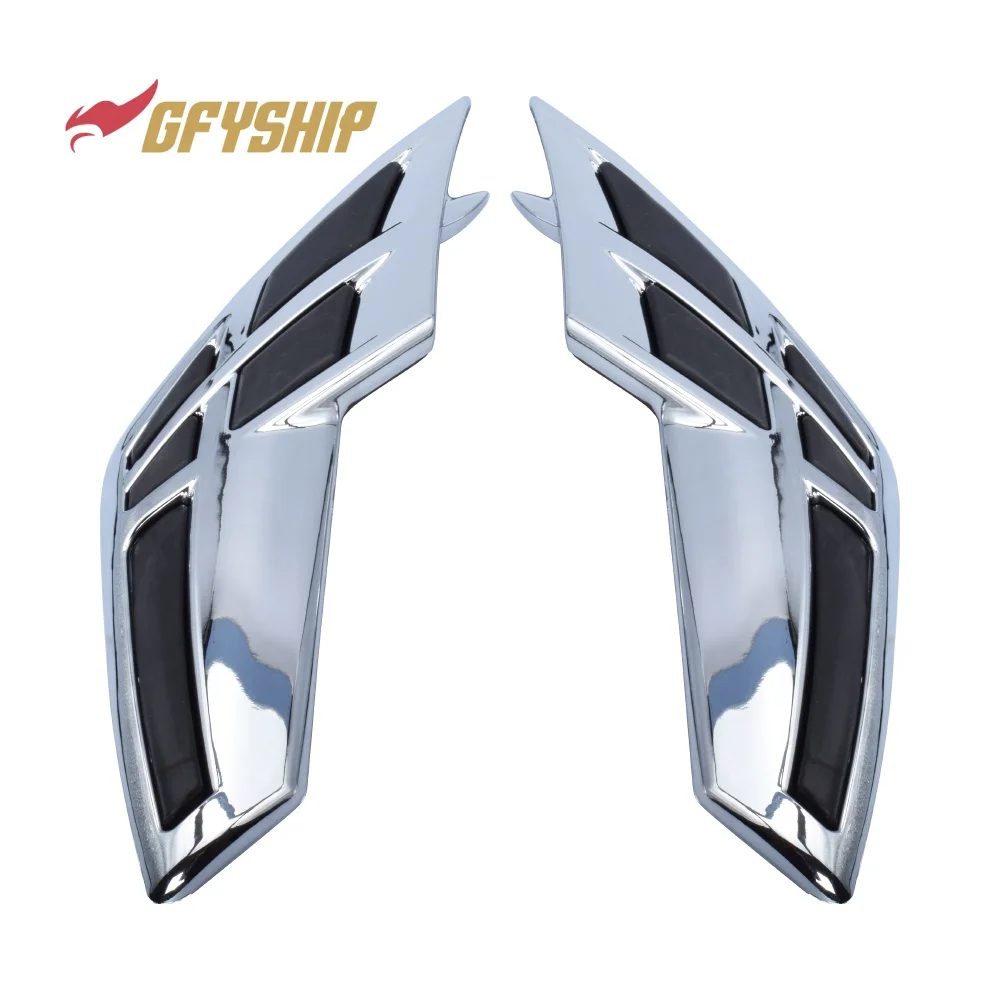 2PCS Motorcycle Inner Fairing Trim Covers For Honda Goldwing GL1800 2001-2010 Mirror Chrome With Black Rubber Inserts