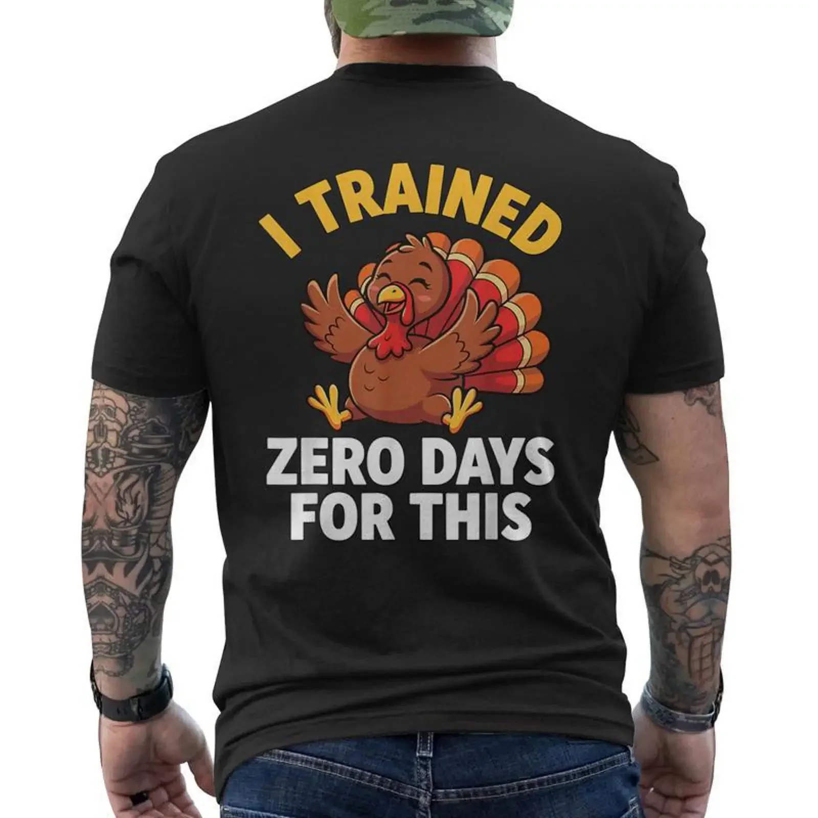 Turkey Trot I Trained Zero Days Thanksgiving Running Men's T shirt Back Print Monsterry vintage Washed fashion