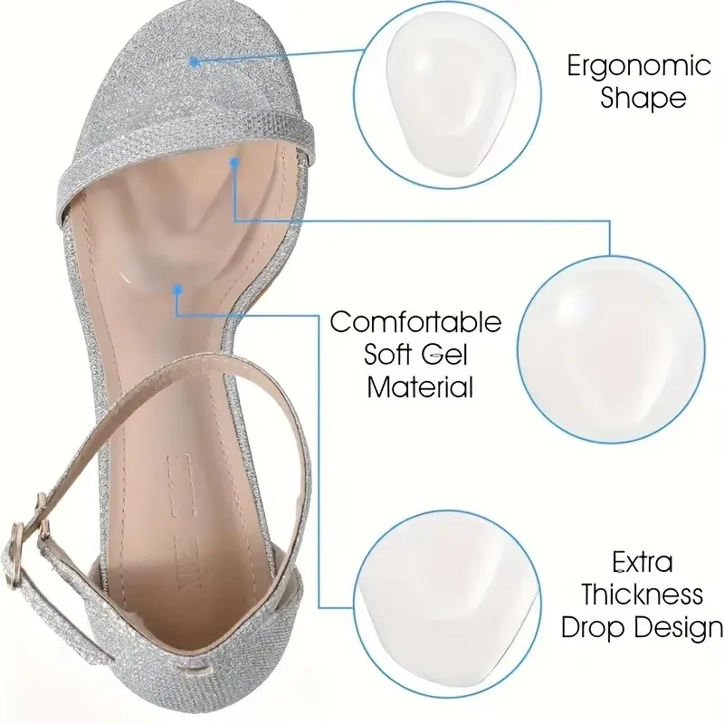 Soft Gel Metatarsal Foot Pads Transparent Forefoot Cushion Anti Blister Pain Relief Insoles for Women High Heels