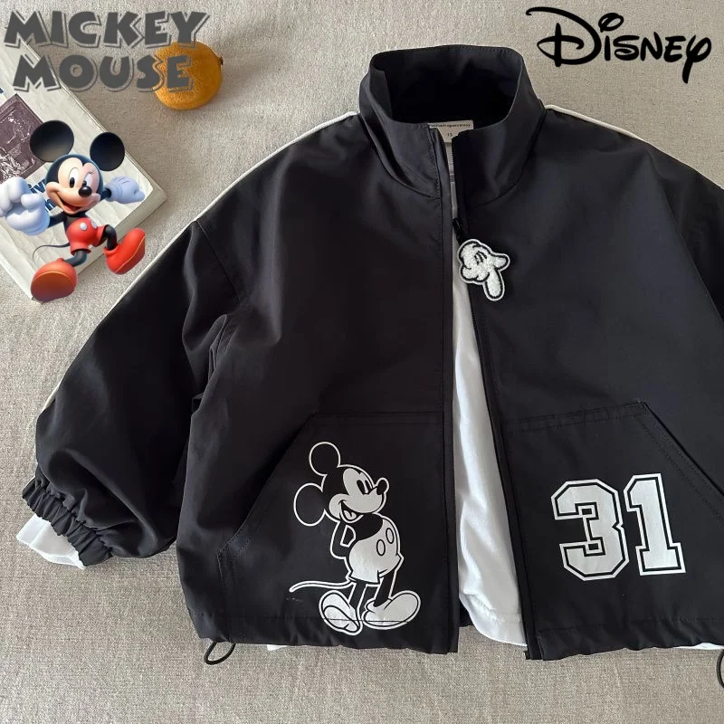 سترة ديزني ميكي المبتكرة بنمط الرسوم المتحركة اللطيفة للأولاد والبنات، نمط جديد غير رسمي فضفاض مريح سترة علوية.