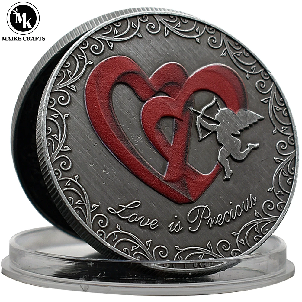 I Love You Commemorative Coin Love Is Precious Vintage Silver Plated Metal Challenge Coin Collection Valentine's Gift