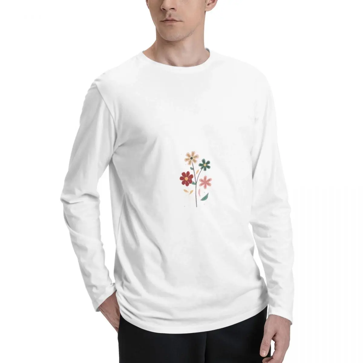 Pastel_Blooms._Cute_Earth Premium Men's Long Sleeve Tee - Classic Design with Superior Comfort for All-Day Wear