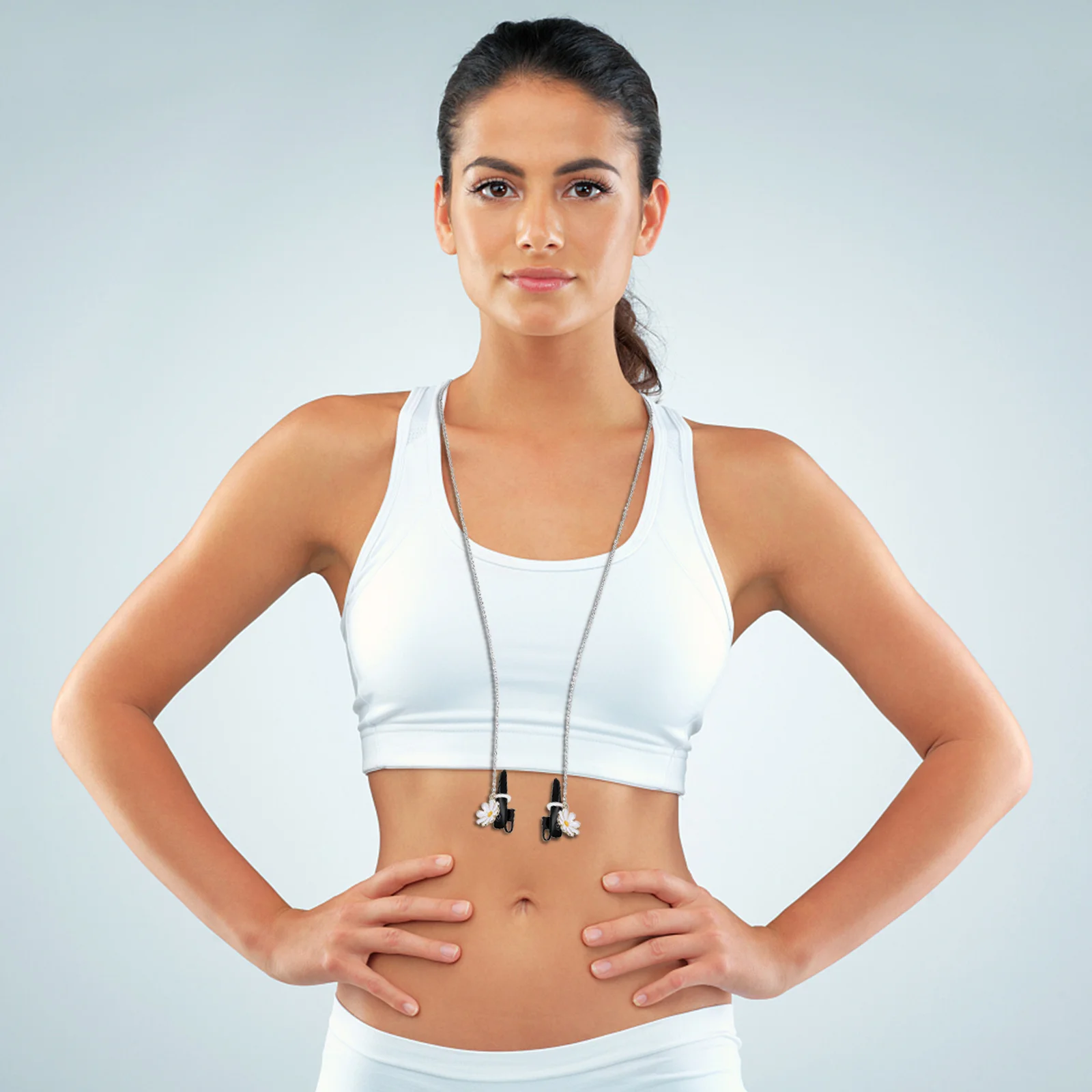 

1pc Anti-Lost Chain Wireless Earphone Strap Earpiece Holder Daisy Decor Metal Anti-Slip Lanyard Fashion Necklace Portable Audio