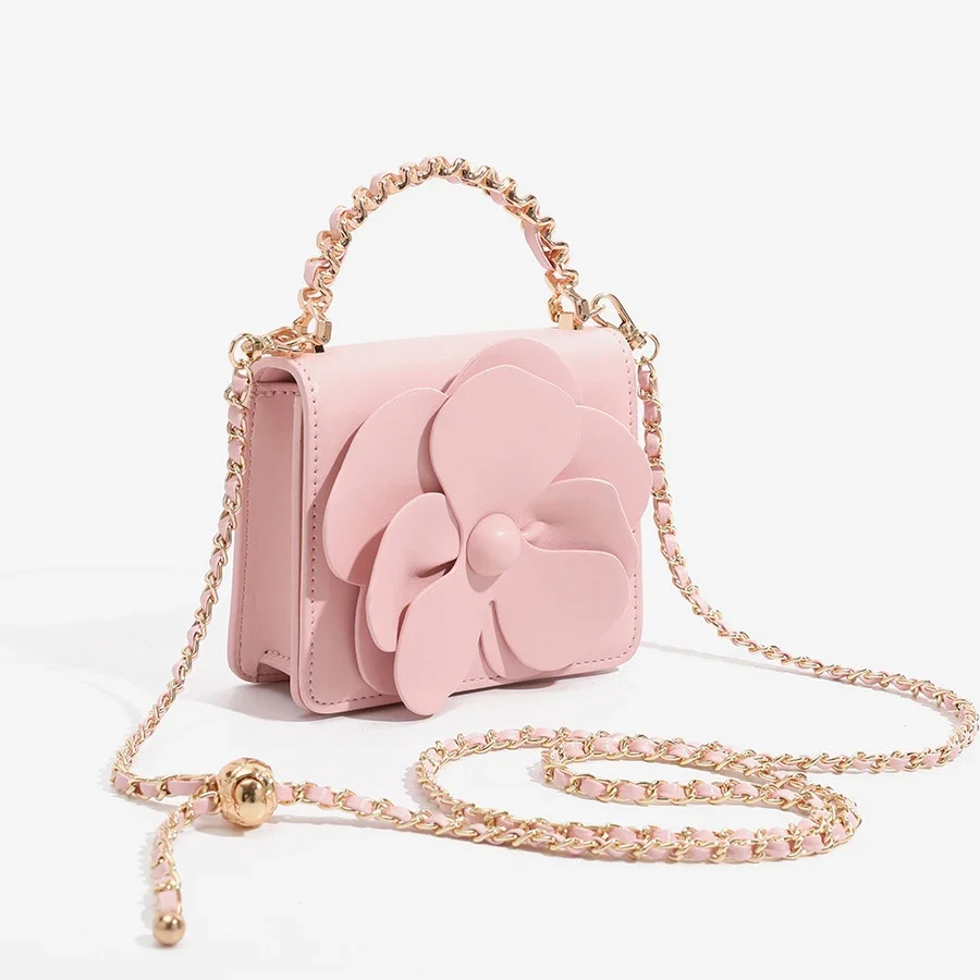 

Delicate Mini Square Bag Women Solid Floral Appliques Flap Cute Lipstic Bag Versatile Female Casual Evening Party Packs Handbags