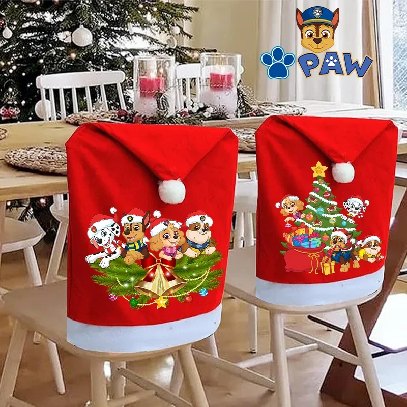 Paw Patrol Christmas Decoration Skye Chase Santa Hat Chair Cover Supplies Home Decor Festive Xmas Party Restaurant Cute Dress Up