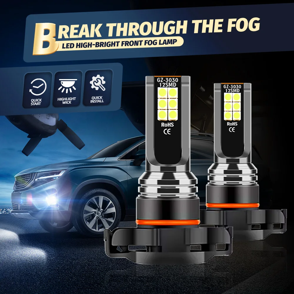 ل دودج دورانجو 2011 2012 2013 5202/H16 LED أضواء الضباب 6000K مصباح الضباب التوصيل والتشغيل عالية الكثافة 12 قطعة 3570 CSP رقائق