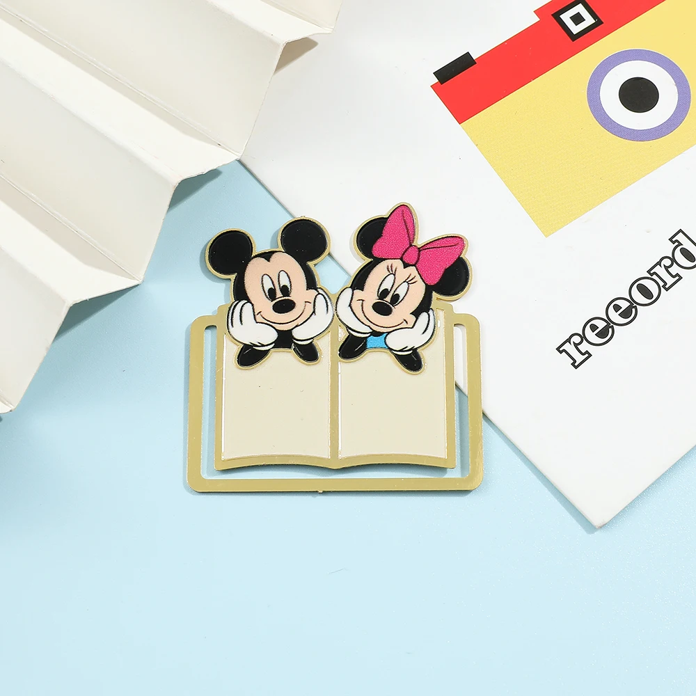 Cute Cartoon Mickey And Friends Bookmarks Anime Book Clips Metal Book Mark Anime Fans Collection Gift for Book Lovers Stationery