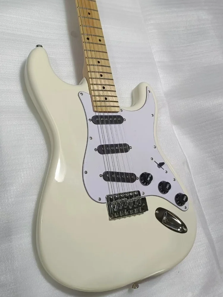 

Custom Shop, Made in China,Cream yellow grooved fretboard electric guitar,Free Shipping