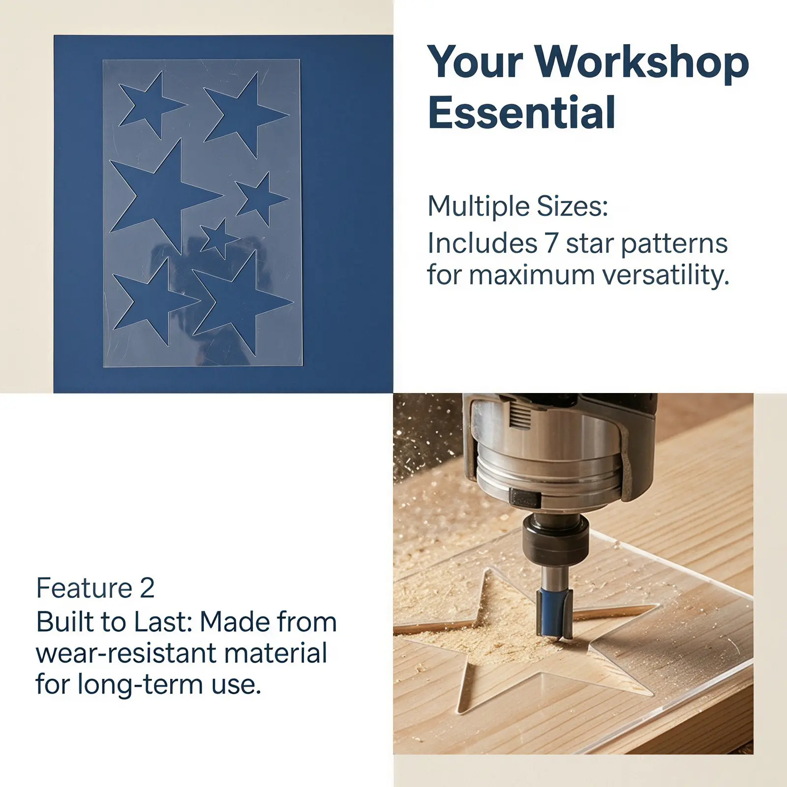 7 in 1 Star Router Template Acrylic Woodworking Slotting Jig Clear Thick Guide Scale Precise Wood Router Inlay Pattern Tool DIY
