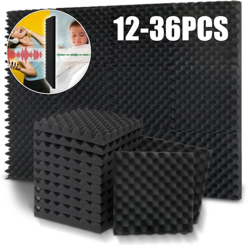30x30CM Sound-Absorbing Foam 12-36PCS Acoustic Foam Panels Wall Soundproofing Studio Acoustic Treatment Sound Absorbing Material