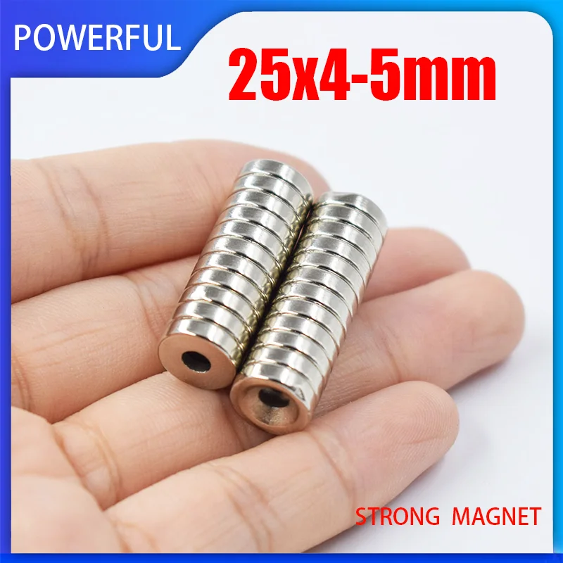 

2~30PCS 25x4-5mm Powerful Neodymium Round Magnet Pot Magnets with Countersunk Hole Permanent Magnetic Chuck 25mm x 4mm Hole 5mm