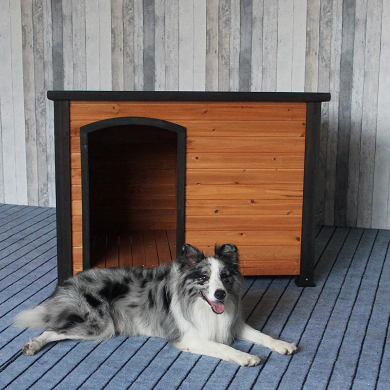 

Outdoor dog house Outdoor kennel Solid wood house cage Outdoor waterproof cage house Large