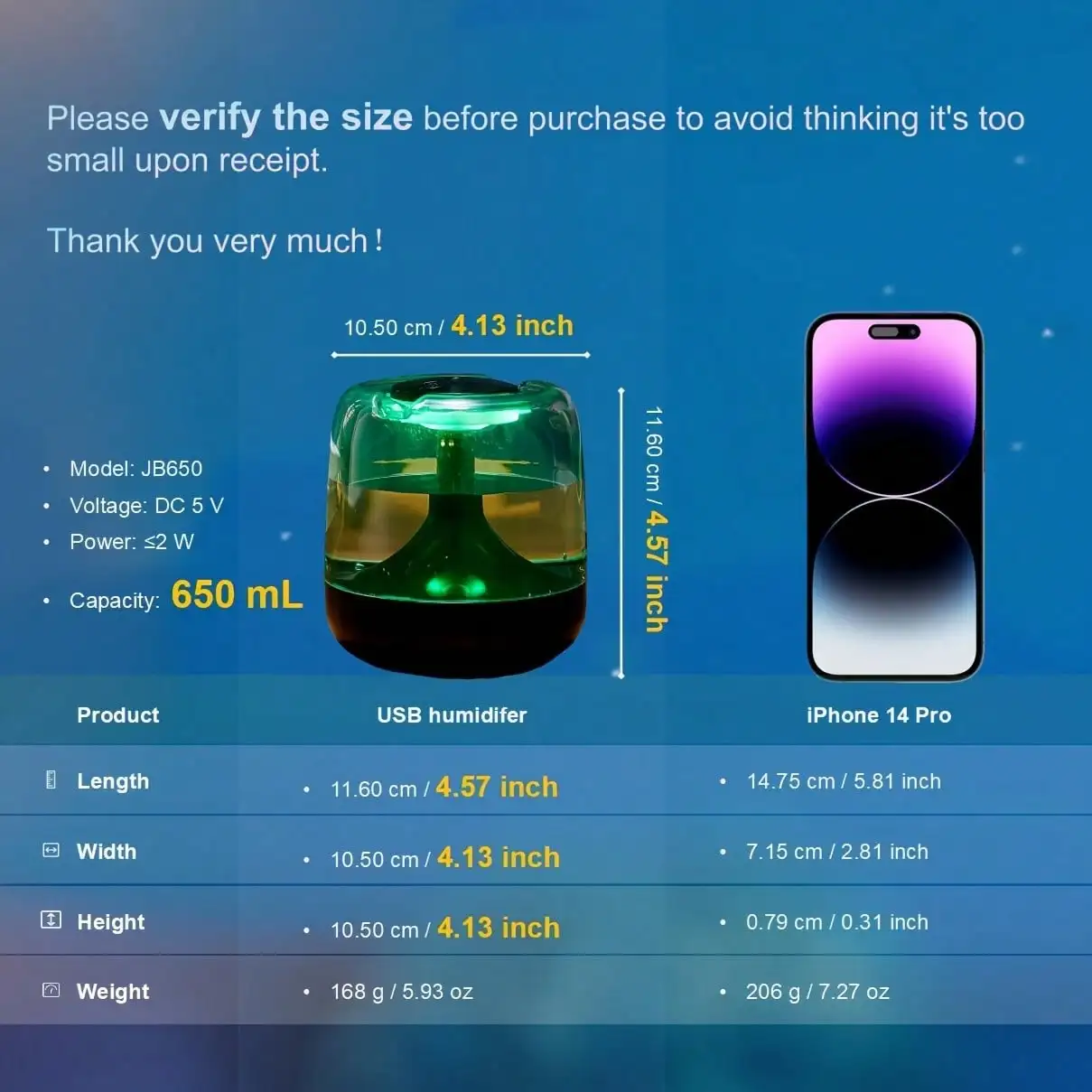 مرطب USB هادئ: ضوء ليلي 7 ألوان، رذاذ مزدوج، وقت تشغيل 24 ساعة، 26 ديسيبل - غرفة المعيشة/غرفة النوم/المكتب، هدية عيد الميلاد/عيد الميلاد #4