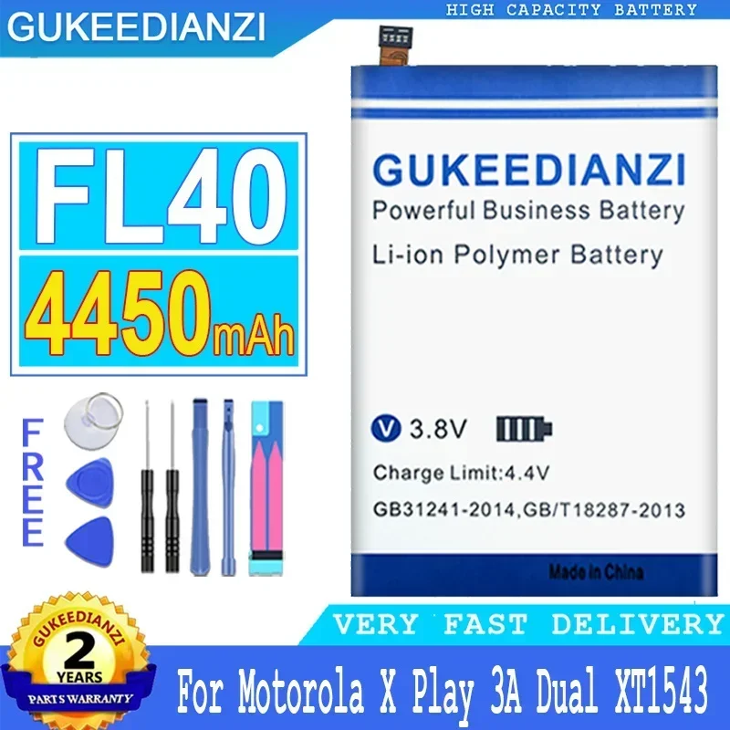 بطارية GUKEEDIANZI FL40 لموتورولا ، موتو X 3A ، X Play ، XT1543 ، XT1544 ، XT1560 ، XT1561 ، XT1562 ، XT1563 ، mAh