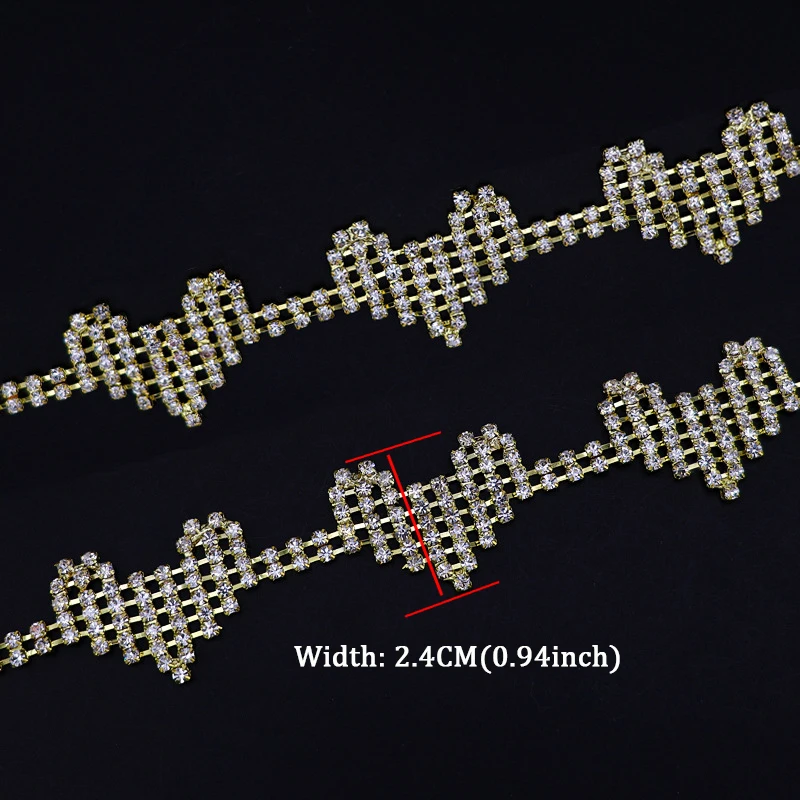 10 Yards Strass-Kettenbesatz Kristall-Diamant-Accessoires DIY-Handwerk Hochzeits-Party-Geschenk-Dekoration Herzförmiges Strass-Band – Detail 5
