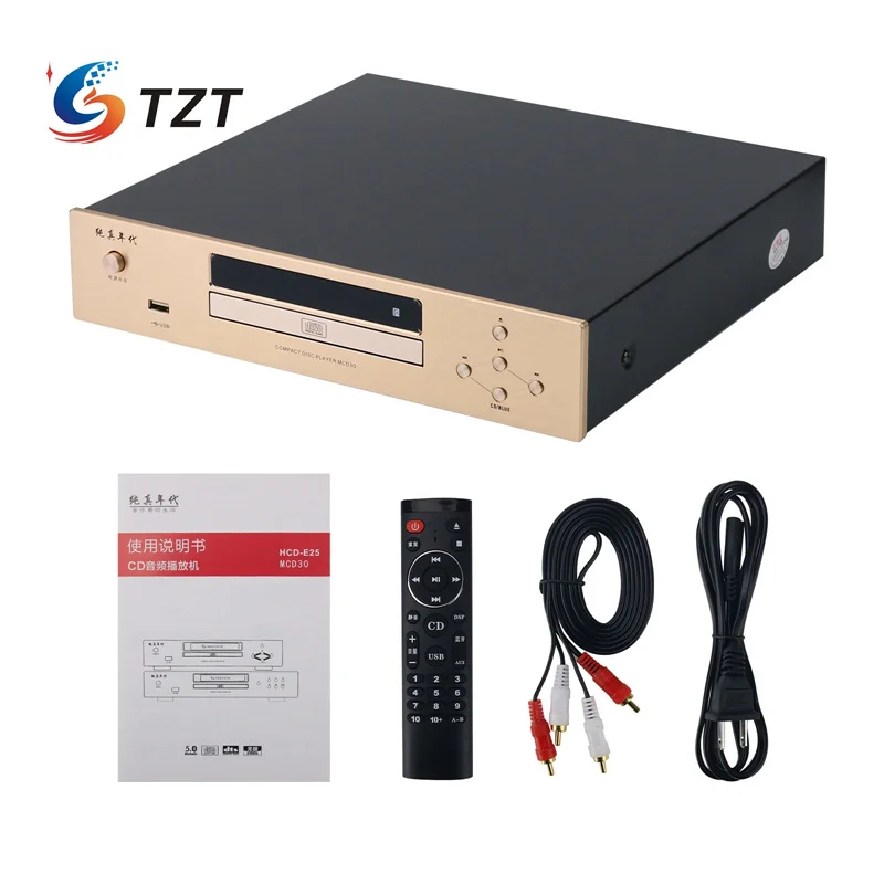 TZT MCD30 15W Rose Gold Compact Disc Player 300mm Wide Hifi Bluetooth CD Player with NE5532 Op Amp