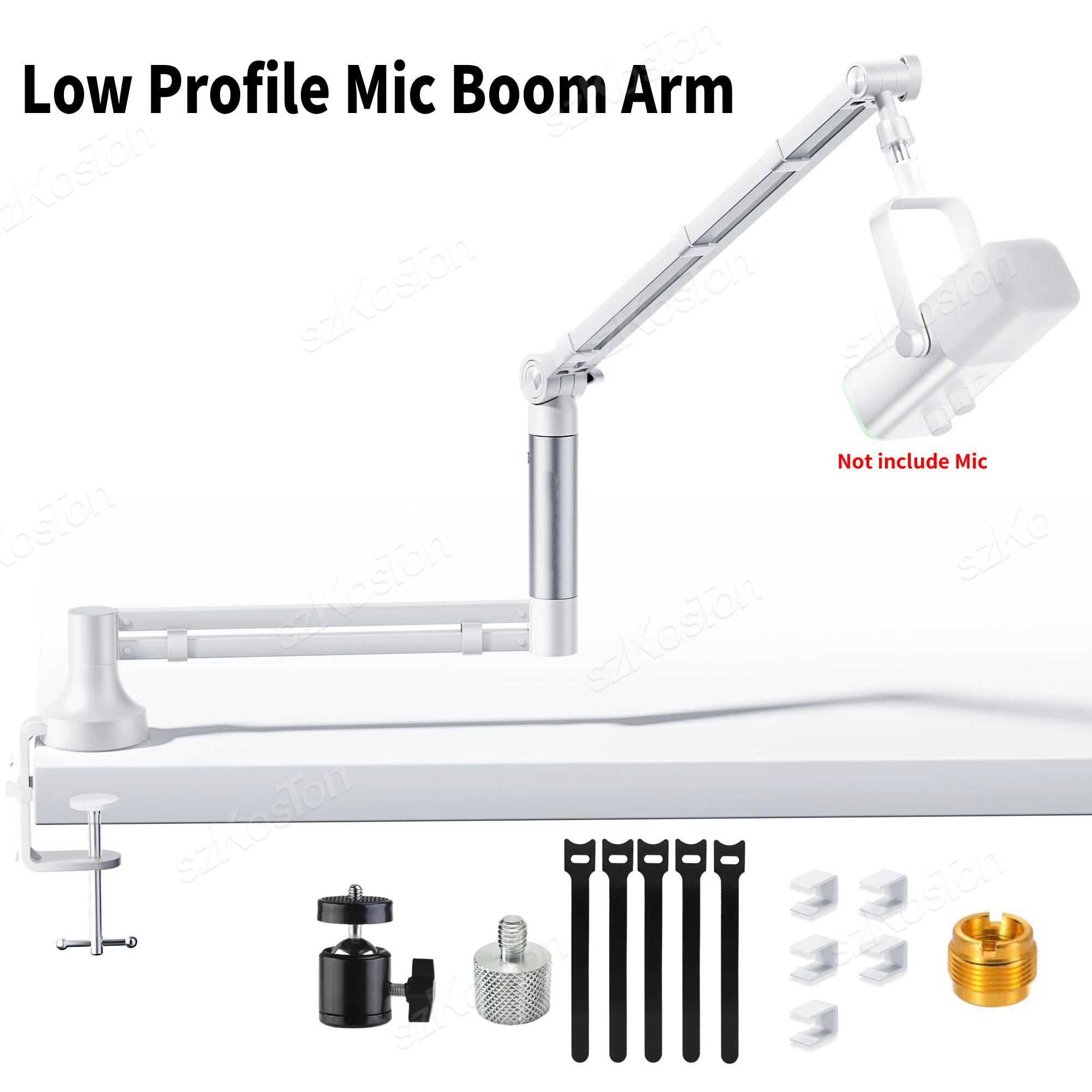 Adjustable Microphone Stand with Extended Riser & Cable Management Desktop Low Profile Microphone Boom Arm for AM8 K688 A6V Mic