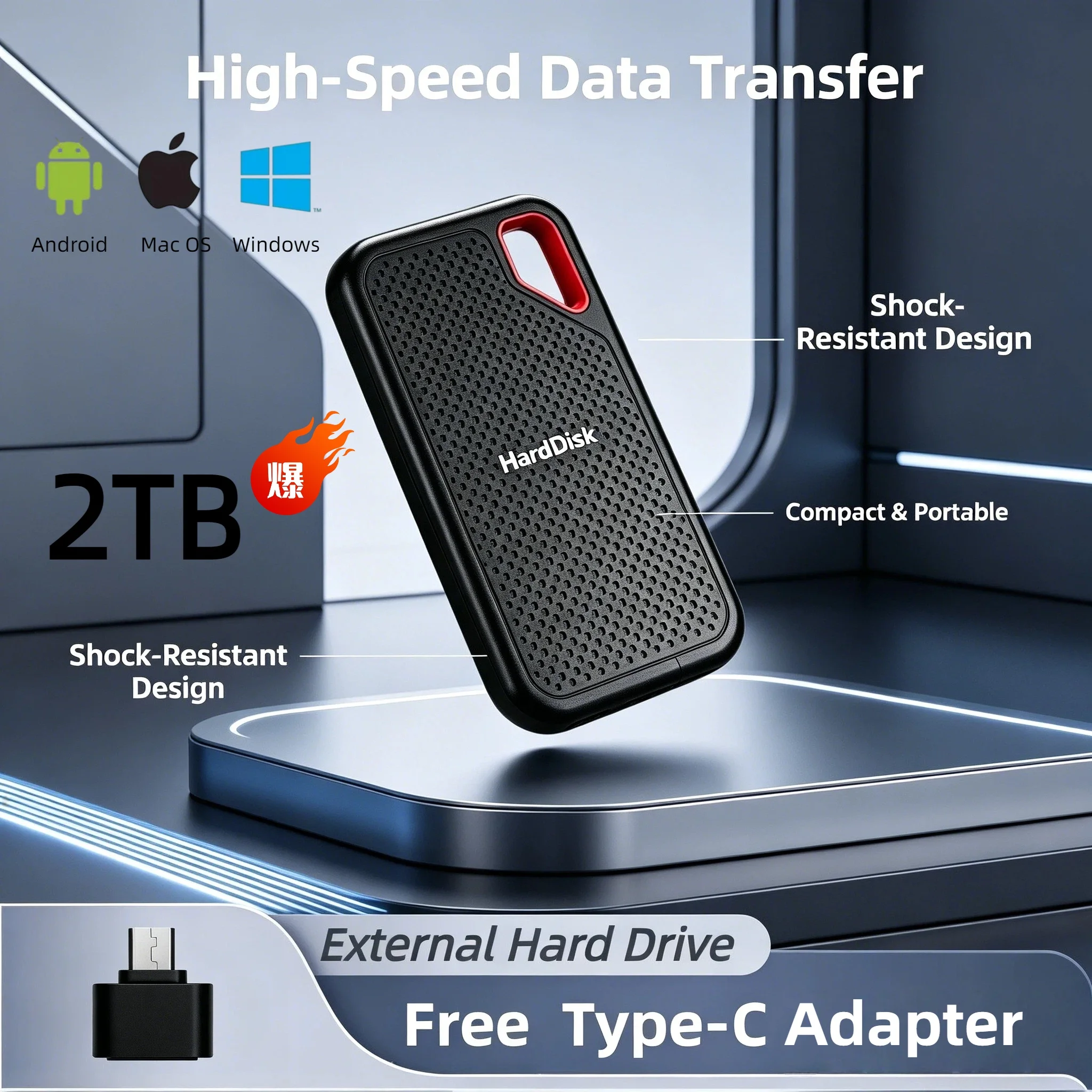 

Original E61 SSD 2TB USB3.1 Portable External Hard Disk High Speed Mobile Storage For Laptop PS5 Console PC Large Capacity