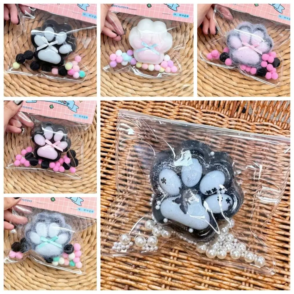 Lovely Cat Paw Cat Paw Slow Rebound Toy Bow Cartoon Squeeze Toy Creative Funny Slow Rising Sticky Toy Desktop Decoration