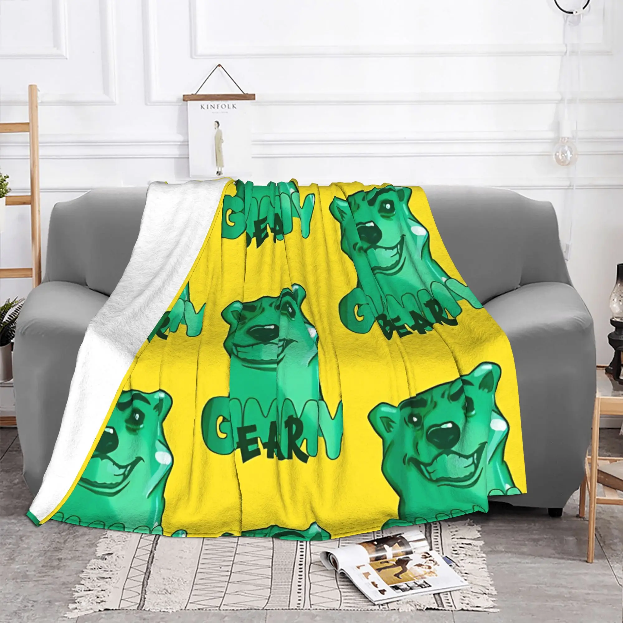 1PC Home Cute Room Decor Cute Jelly Bear Character  Blanket Throw Blanket Gummy Bear Novelty Warm Blanket All Season