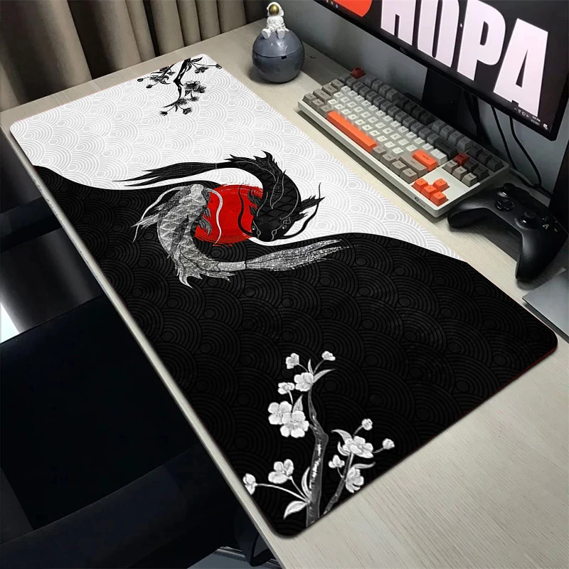 Tappetino per Mouse in stile giapponese Dragon Deskmat Gamer tastiera tappetino per Mouse accessori per giochi tavolo per Computer gomma XL 900x400mm tappetini per Mouse