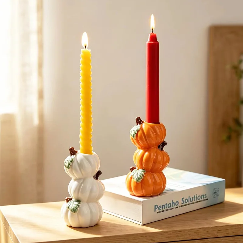 Pumpkin Shaped Ceramic Candle Holders, Fruit Shaped Ceramic Vases, Aromatherapy Candle Cups, Vases, Handmade Decorative Items