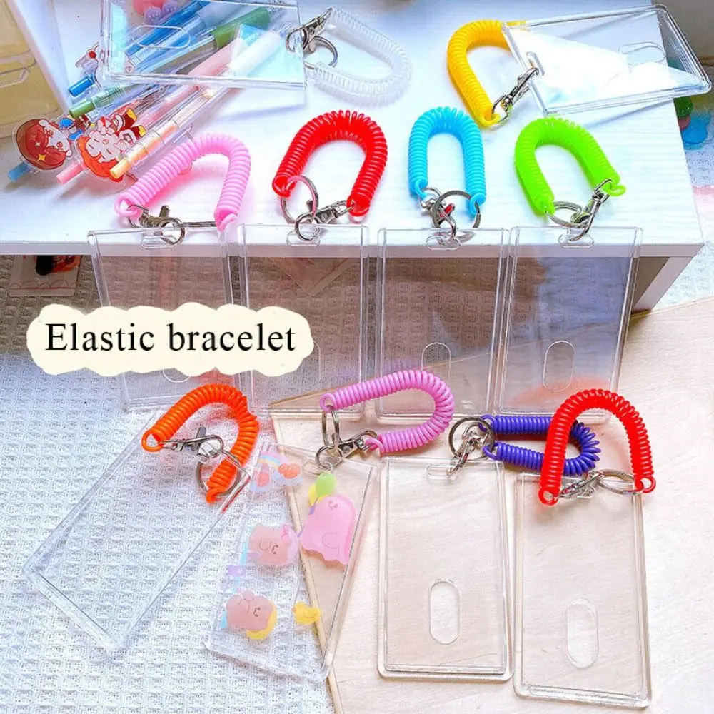 

Acrylic ID Card Case Card Protection Transparent Card Holder Idol Photo Sleeves with Candy-colored Keychain Wristband