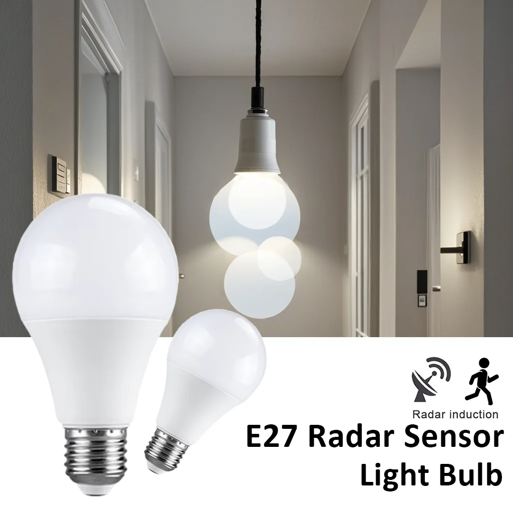 

E27 Radar Sensor Bulb 10W 15W 20W 25W 85-265V Motion Detector Light Auto Switch Energy Saving Light Bulb Corridor Stair LED Bulb