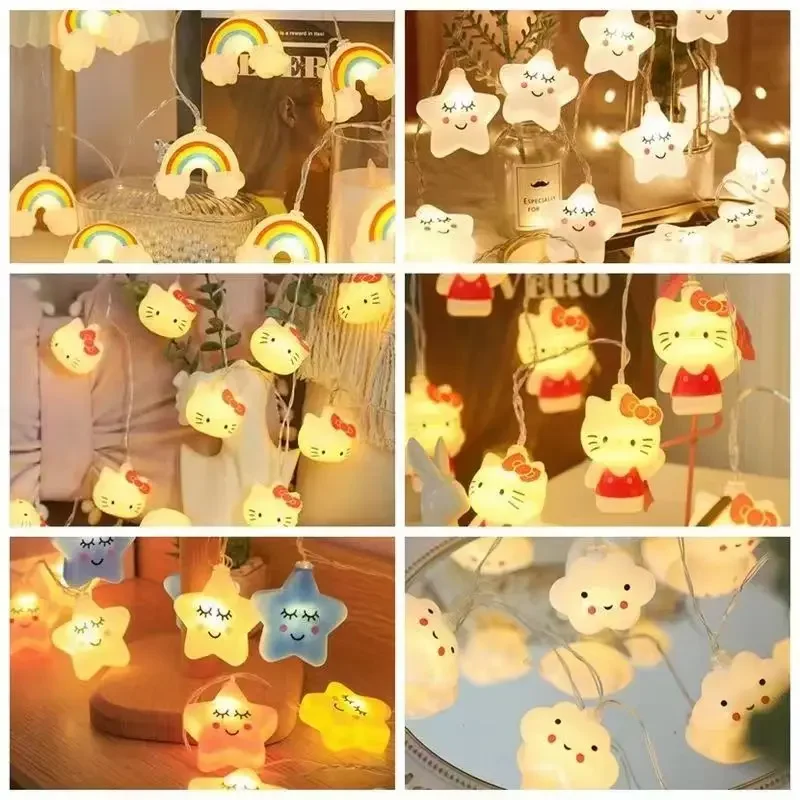 

Rainbow String Light Hello Kitty Stuff Room Decor Atmosphere Led Strip Lights Christmas Tree Decor Lamp Holiday Xmas Gift Toy