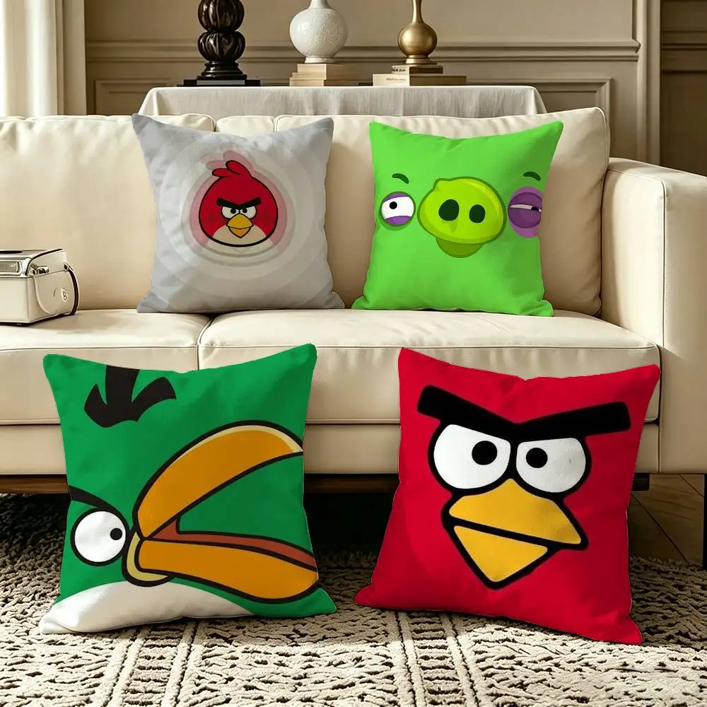 B-BIRD Game A-Angry-y B-Birds Pillow Case Square Double-Sided Sofa Cushion Cover Bedroom Bedside Pillow