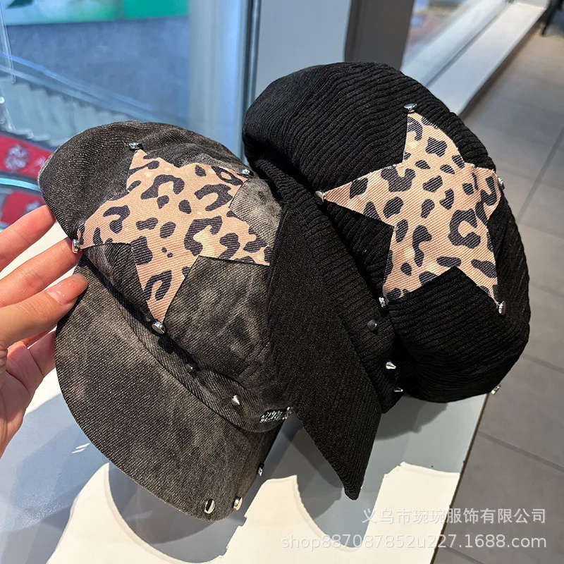 Women Unique Washed Rivet Beret Hat Retro Subculture Painter Cap Face Flattering Stylish Lightweight Street Daily Headwear
