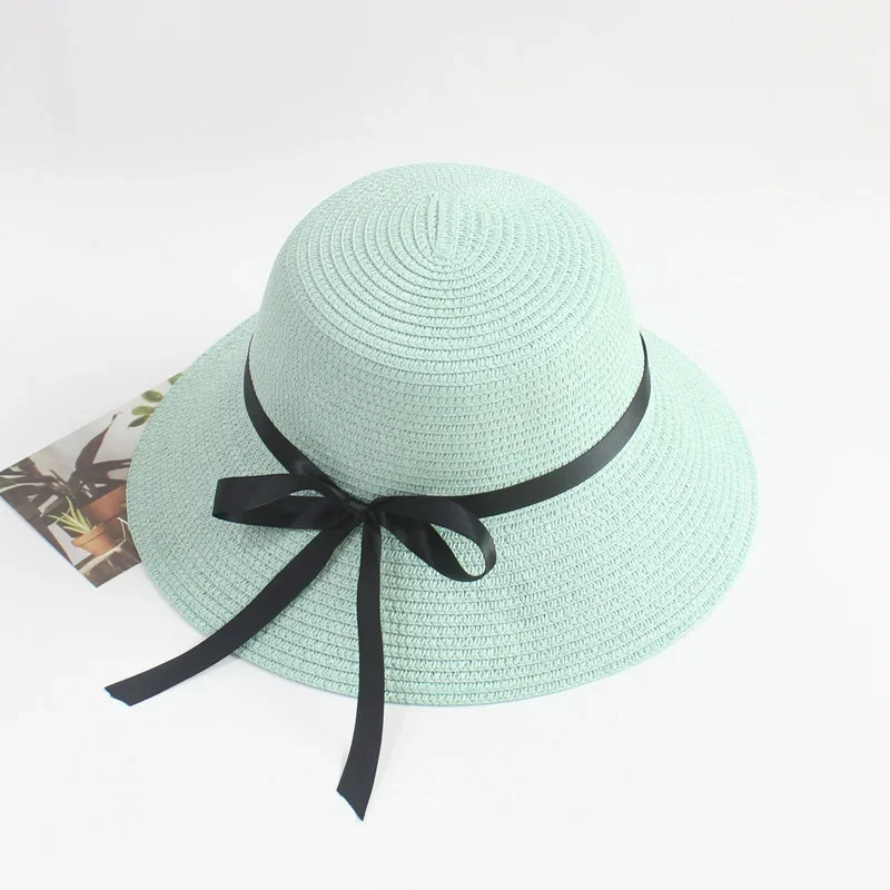 Chapéu de palha dobrável para mulheres, boné de sol de praia, protetor UV, boné de viagem, senhora, fêmea, simples, meninas flexíveis, verão, novo