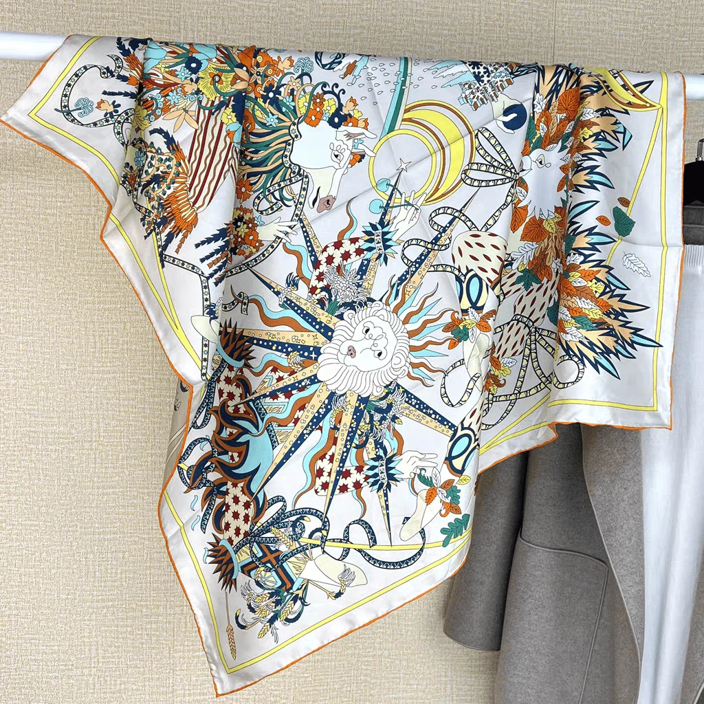 

Luxury Designers Silk Scarf 90CM Hand Rollerd Edges Shawls Twill Head Scarves Christmas Lover Gift