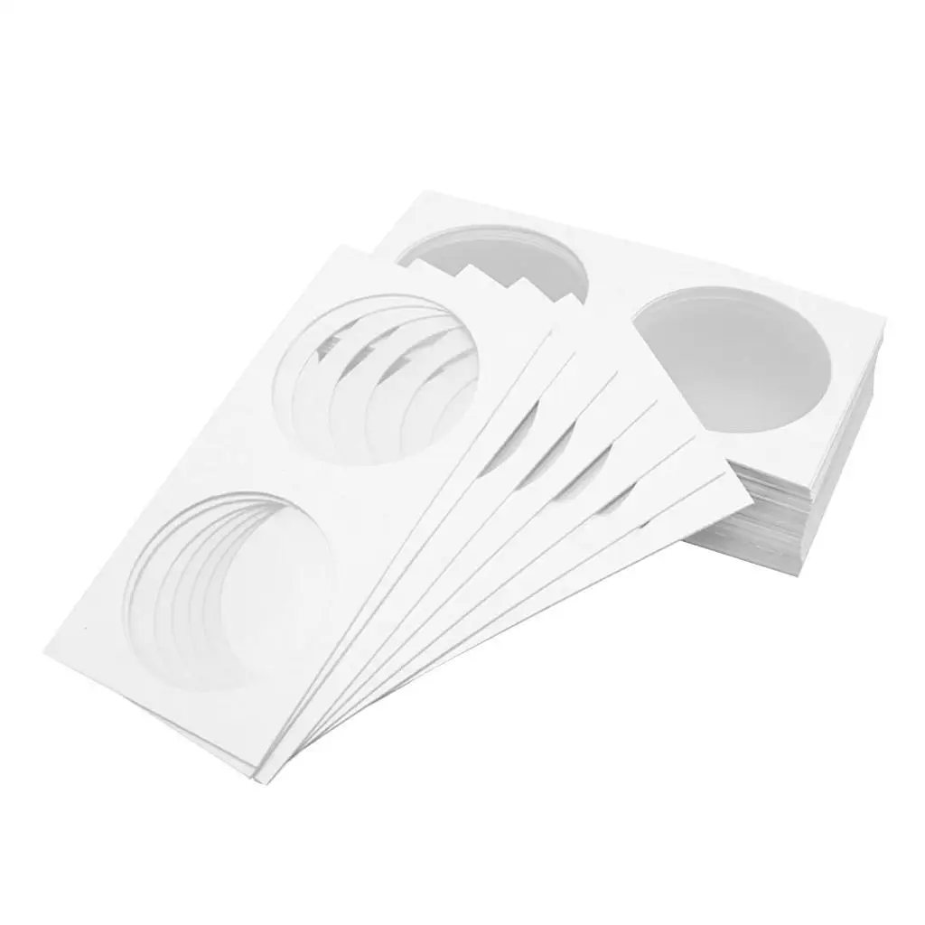 Cardboard Coin Holder Assortment 50 Pieces White Paper Flips 12 Diameters for Organizing and Protecting Collections