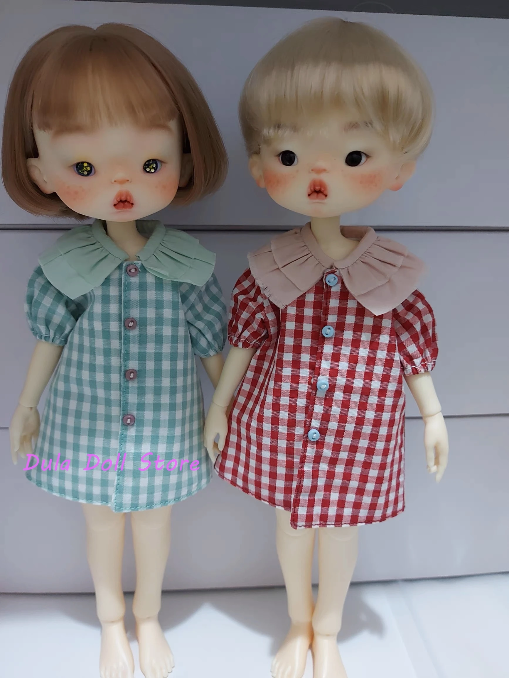 （in stock）Dula Doll Clothes for Blythe Landoudou Landazz ob24 ob22 Licca 1/6  Doll Blue red checkered skirt