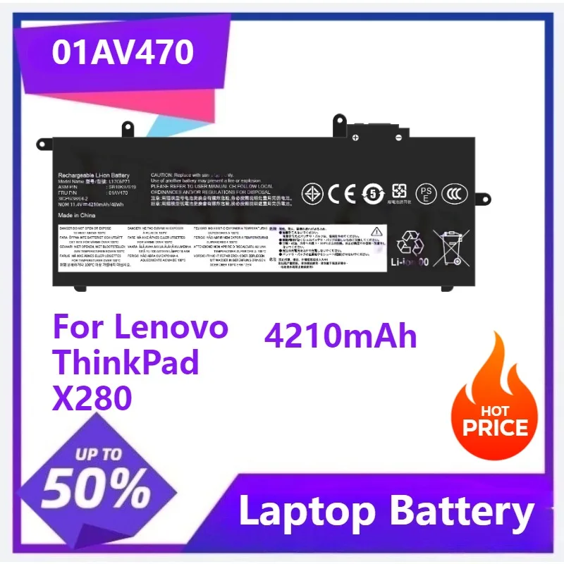 Laptop battery For Lenovo ThinkPad X280 Series Notebook L17C6P71 L17M6P71 L17L6P71 01AV470 01AV471 01AV472 SB10T83165 11.4V48Wh
