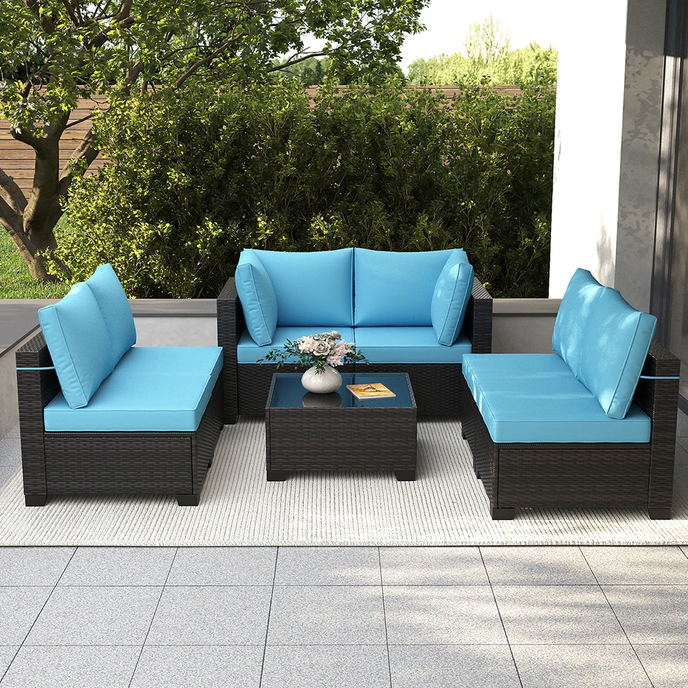 Outdoor Sofas Rattan Wicker Patio Garden Sofa Set Furniture Waterproof