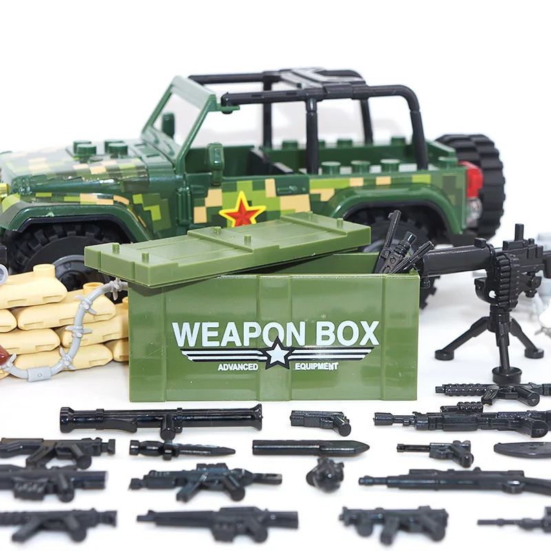 WW2 Military Toy Building Block SWAT with Jeep Weapon City Police Special Force Army Soldier Mini Doll Figure Brick Gift To Boy