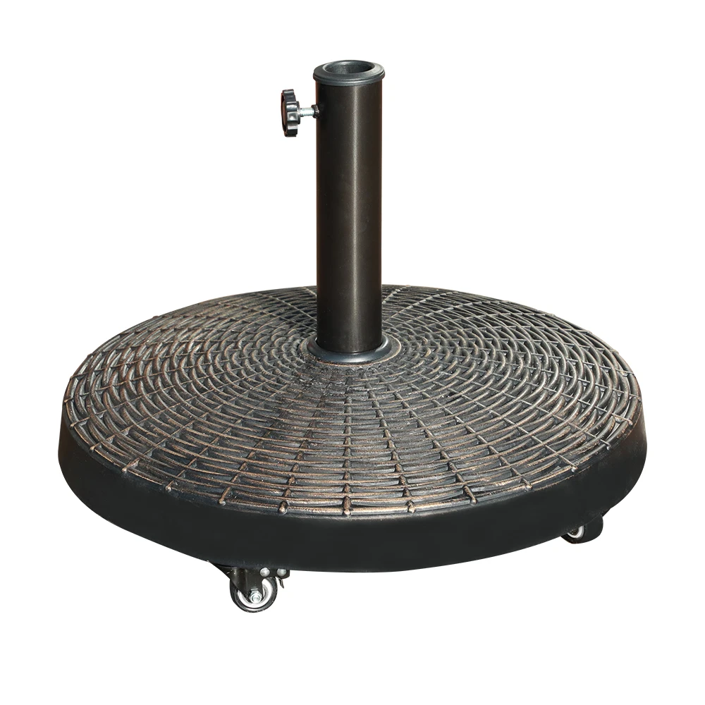 JARDINA Patio Umbrella Plastic  Base with Wheels Heavy-Duty Stand Resin Weights for Outdoor Market Umbrella Bronze