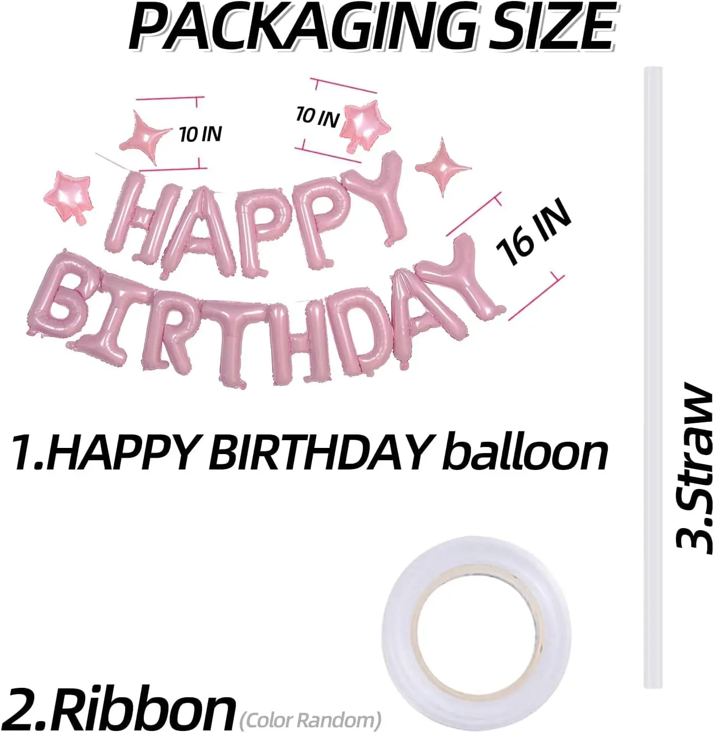 17-teiliges Happy Birthday Buchstabenbanner Stern-Folienballons für Geburtstagsfeier-Dekorationen Luftballons – Detail 9