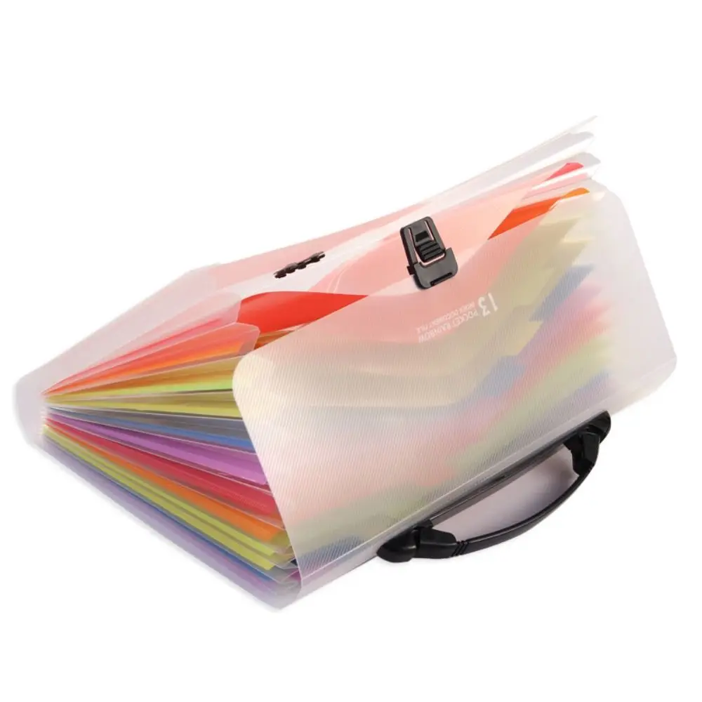

13 Layers A4 Handheld File Bag Large Capacity Rainbow Color Test Paper Storage Bag Waterproof High Appearance