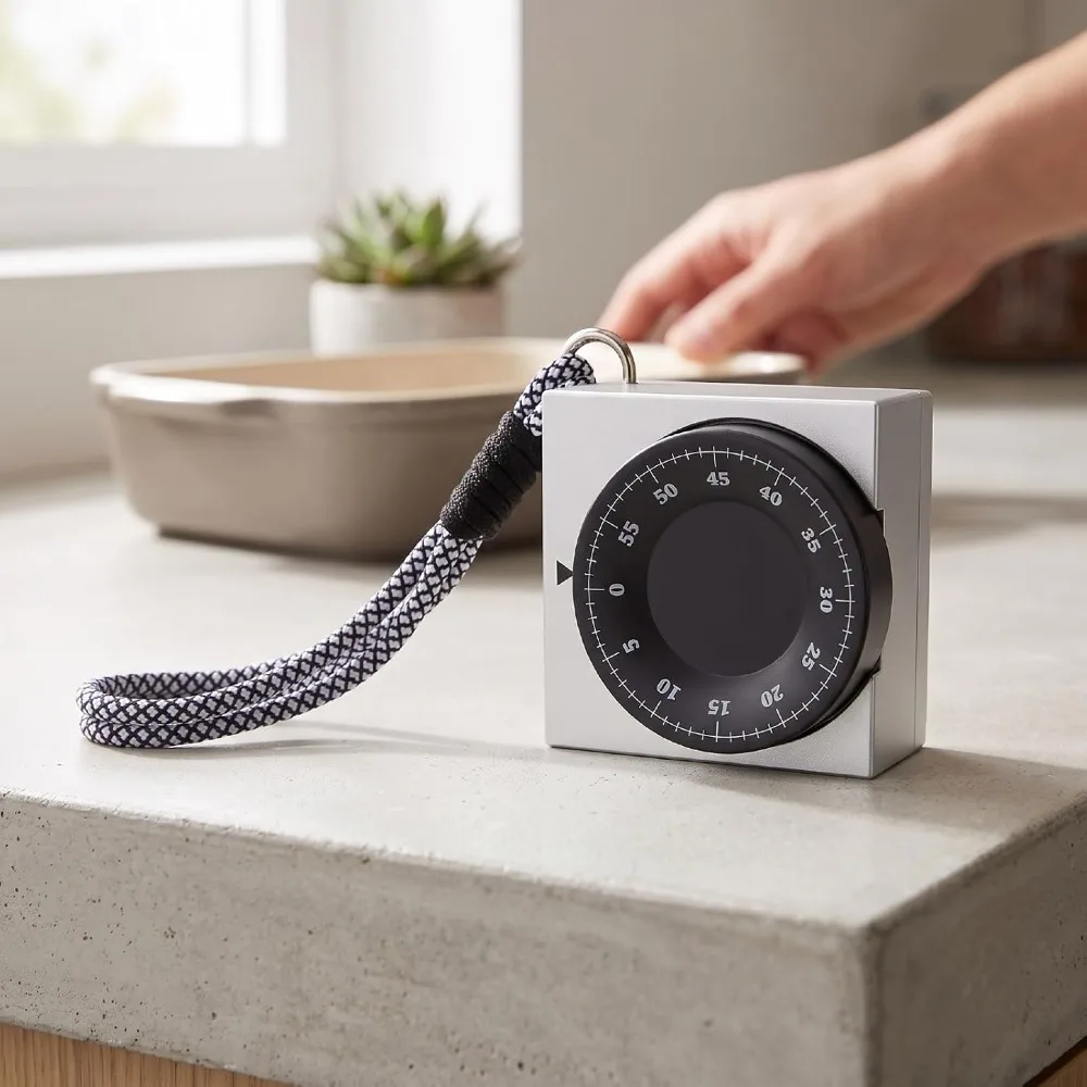 Durable 60 Minutes Mechanical Wind Up Timer Loud Alarm Battery-Free Mechanical Timer Kitchen Timer for Homework