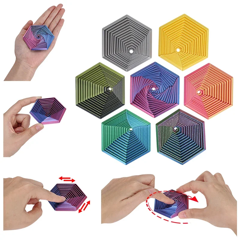 3D Printed  Fractal Fidget Hexagon 7cm Portable Playing Sensory Anti-stress Toy 2025 New