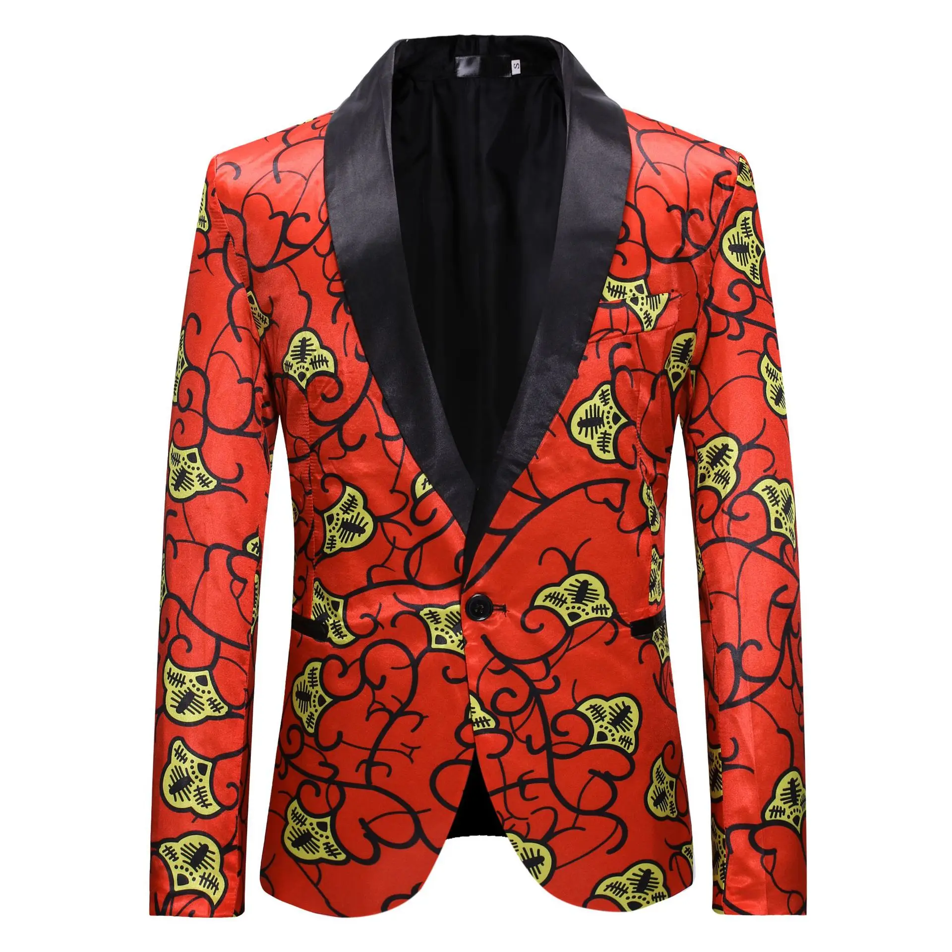 

Fashion Fashion Men's Flower Suit Contrasting Color Splicing Lapel Men's Jacket